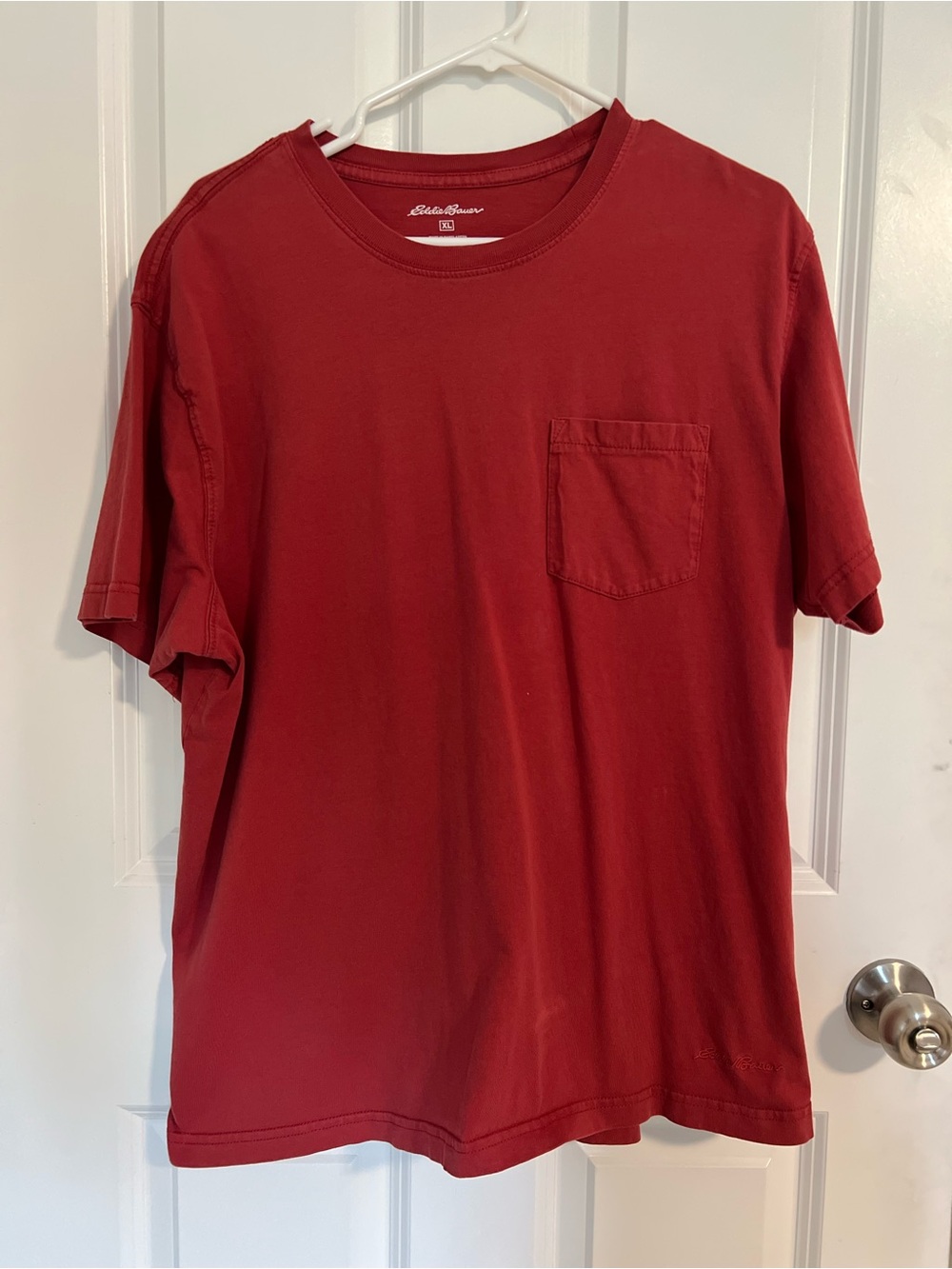 Eddie Bauer Men's Deep Red Short-Sleeve Pocket Tee